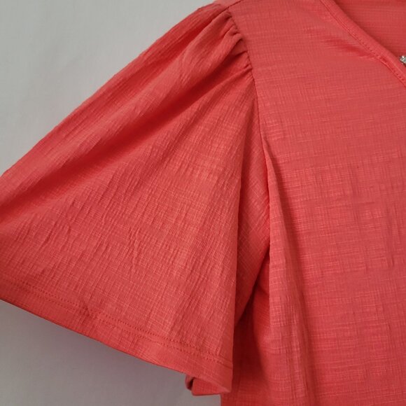 A Love Story Top NEW Coral embellished rhinestones flutter sleeve SIZE XL NWT - Picture 4 of 10